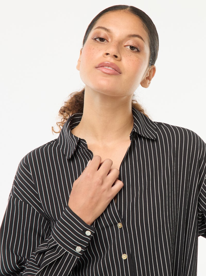 Chemisier fluide Noir/blanc - Kiabi