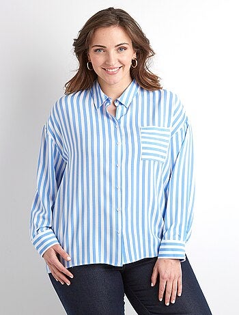 Chemisier fluide rayé long manches longues - Afibel
