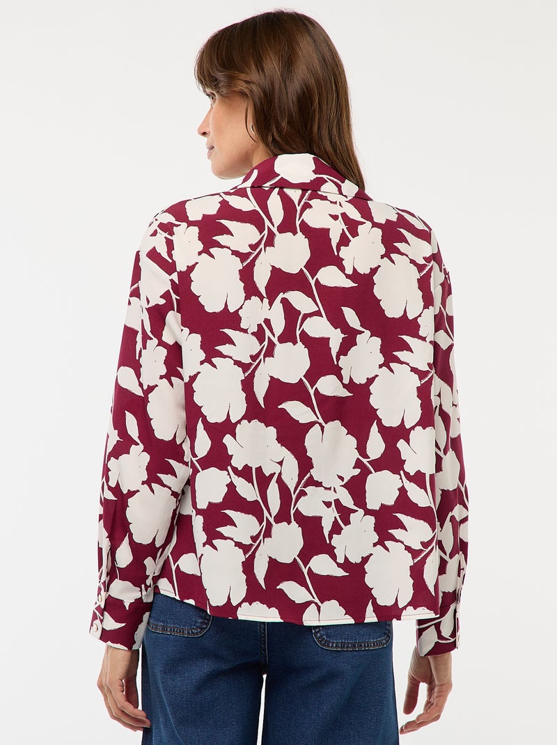 Chemisier Court Cache-Cœur Rouge à Fleurs Blanches - Taille XS (14 Ans), Parfait État