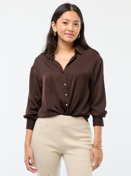 Chemisier fluide satinée avec boutons dorés - Kiabi