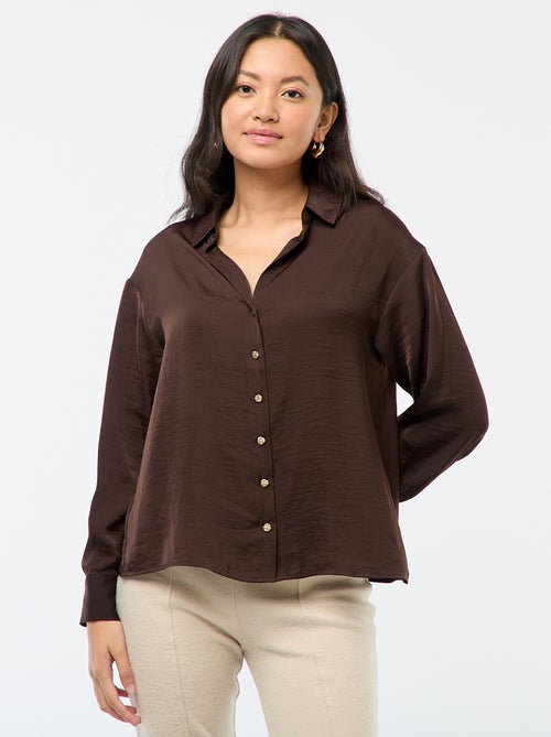 Chemisier fluide satinée avec boutons dorés - Kiabi