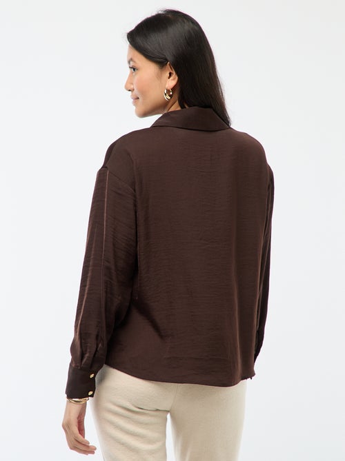 Chemisier fluide satinée avec boutons dorés - Kiabi