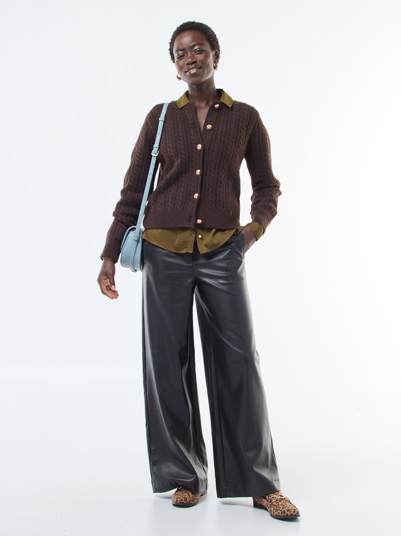 Chemisier fluide satinée avec boutons dorés Vert - Kiabi