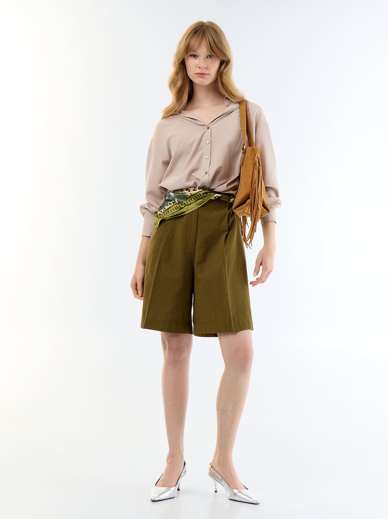 Chemisier fluide uni Beige - Kiabi