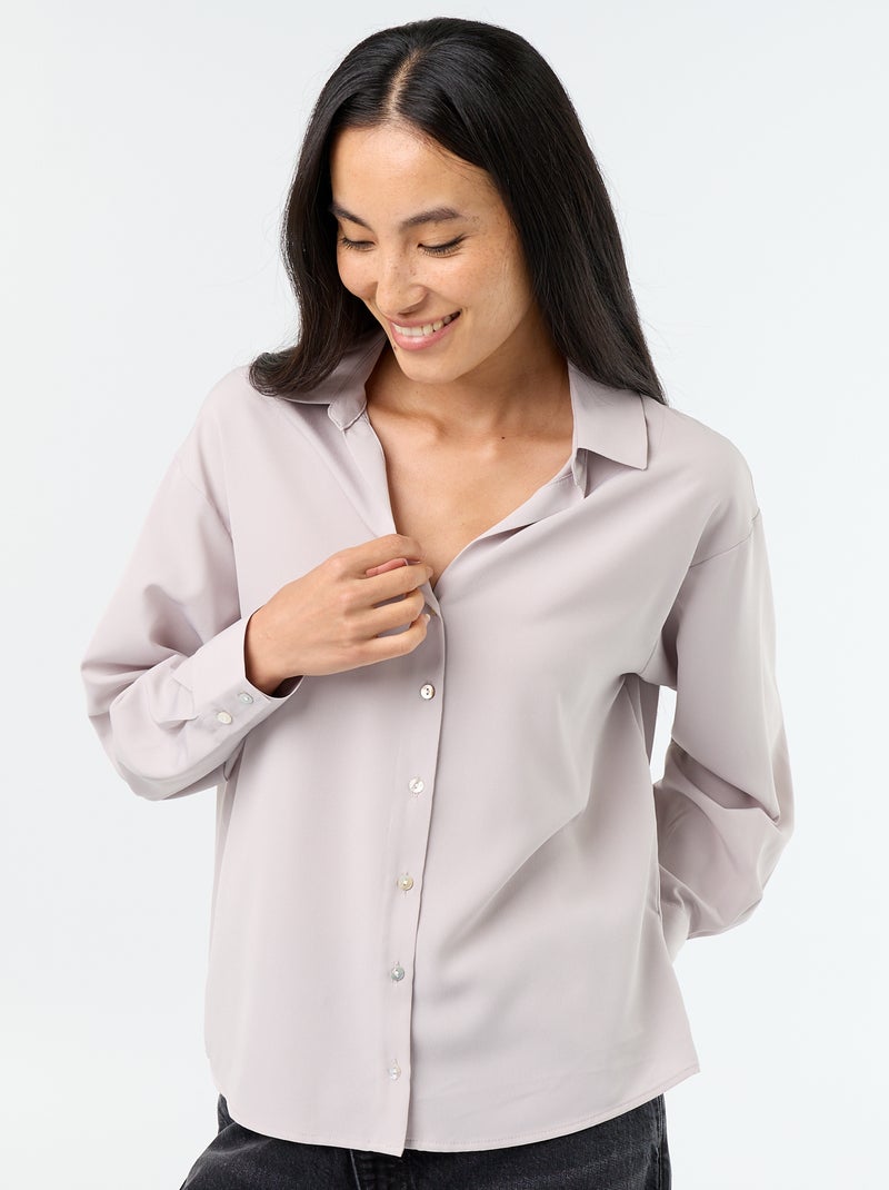 Chemisier fluide uni Beige - Kiabi