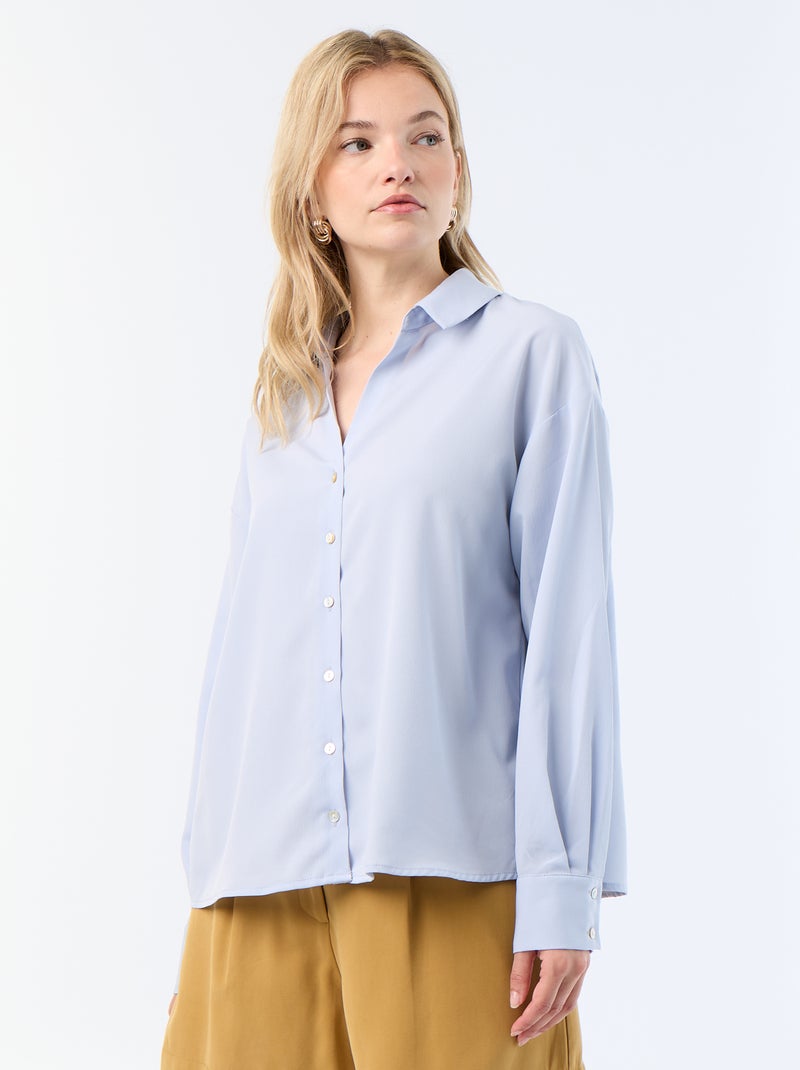 Chemisier fluide uni Bleu - Kiabi