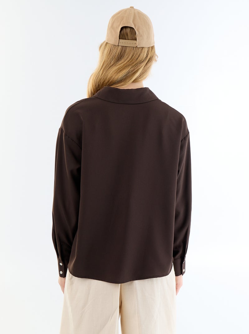 Chemisier fluide uni Marron - Kiabi
