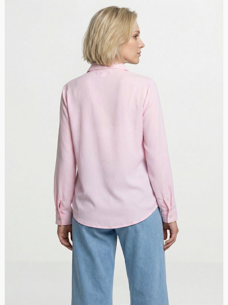 Chemisier fluide uni plissé boutons strass - Afibel Rose - Kiabi