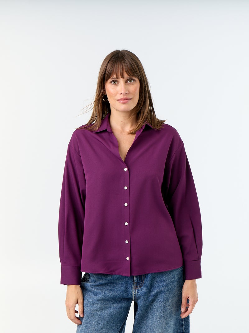 Chemisier fluide uni Violet - Kiabi