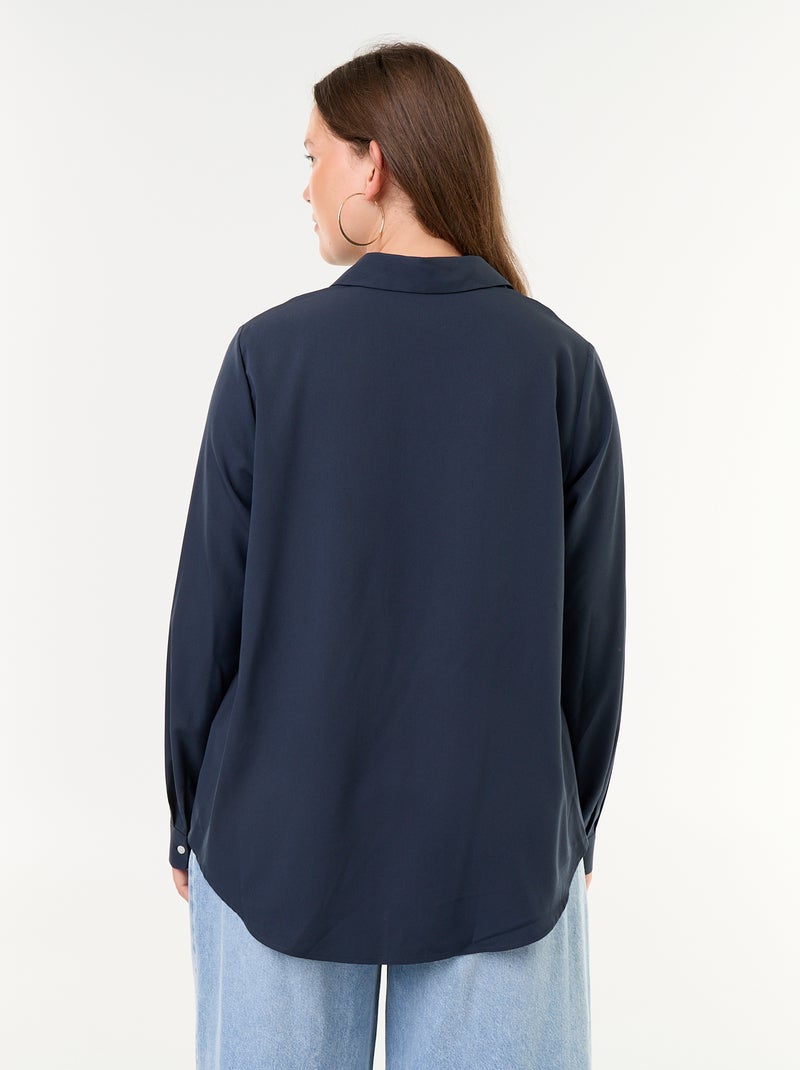 Chemisier fluide unie Bleu - Kiabi