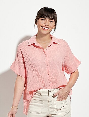 Chemisier froissé en voile manches courtes