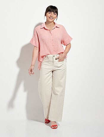 Chemisier froissé en voile manches courtes