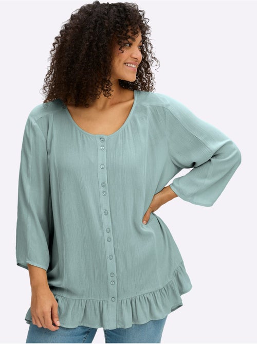 Chemisier Froissé Volants Fantaisie - Taille Standard - Sheego - Kiabi Chemisier Froissé Volants Fantaisie - Taille Standard - Sheego - Kiabi