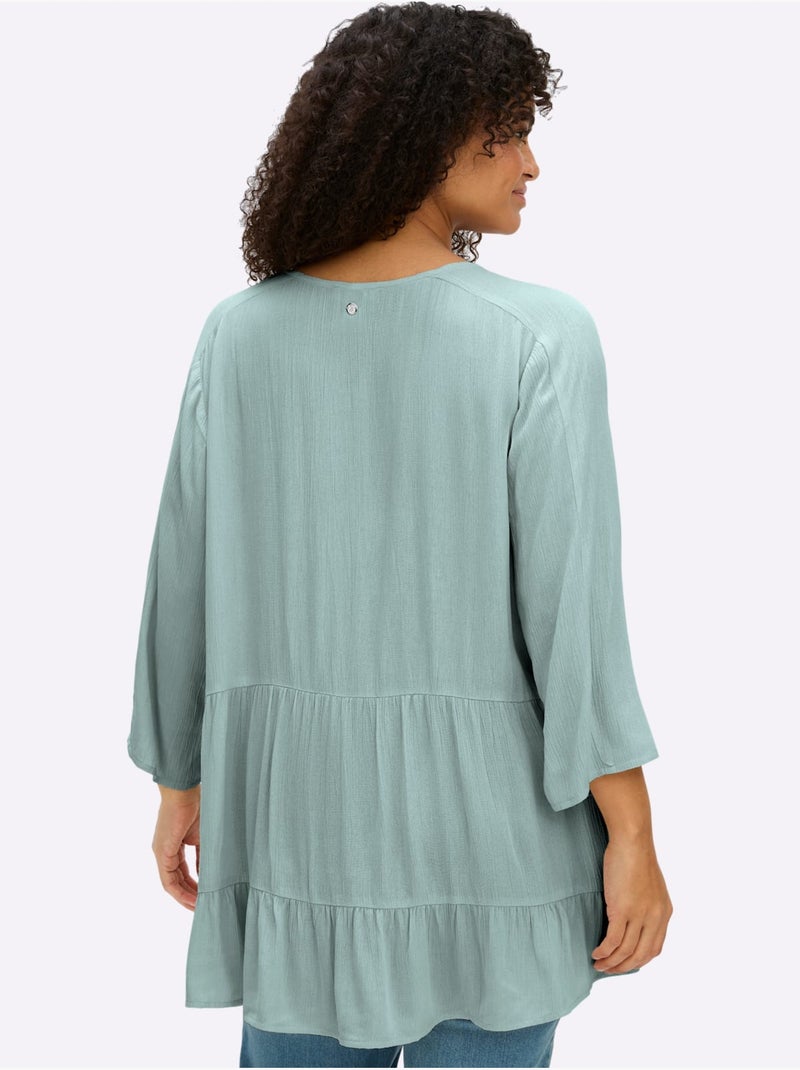 Chemisier Froissé Volants Fantaisie - Taille Standard - Sheego Menthe - Kiabi