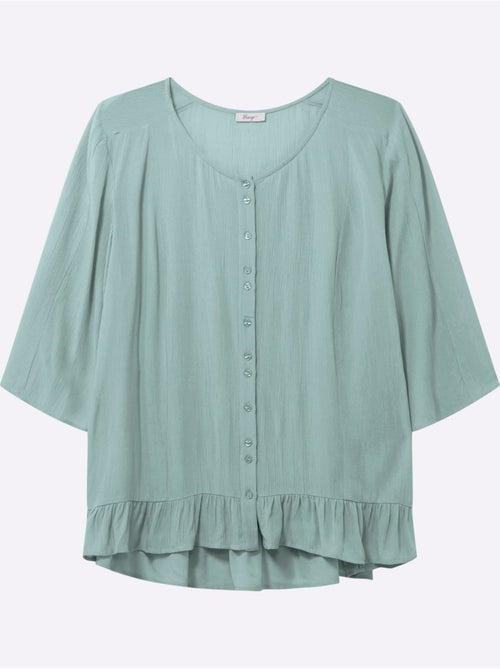 Chemisier Froissé Volants Fantaisie - Taille Standard - Sheego - Kiabi Chemisier Froissé Volants Fantaisie - Taille Standard - Sheego - Kiabi