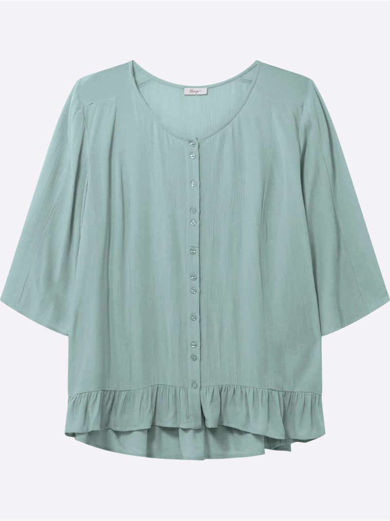 Chemisier Froissé Volants Fantaisie - Taille Standard - Sheego Menthe - Kiabi