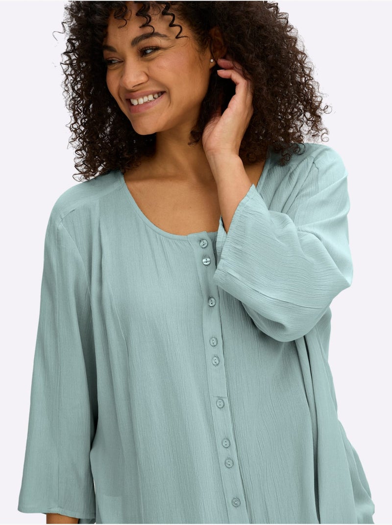 Chemisier Froissé Volants Fantaisie - Taille Standard - Sheego Menthe - Kiabi