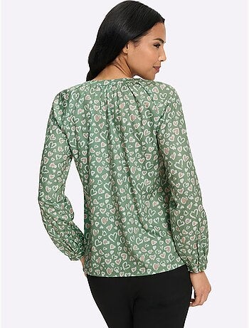 Chemisier fronce légère à l'encolure - taille standard - moda vilona