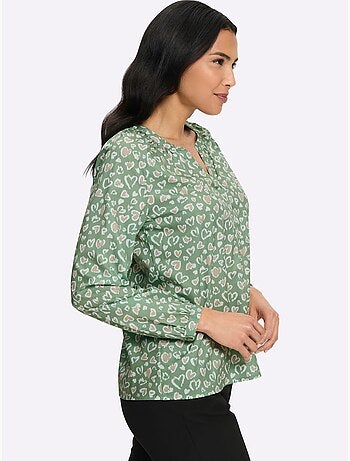 Chemisier fronce légère à l'encolure - taille standard - moda vilona