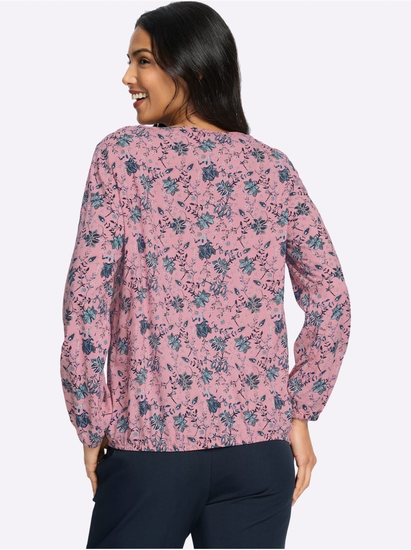 Chemisier Fronce Légère à L'encolure - Taille Standard - Moda Vilona Bleu Rose Bleu - Kiabi