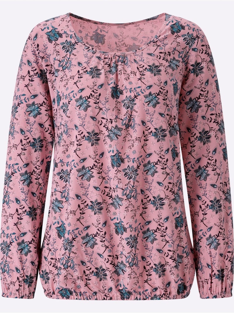 Chemisier Fronce Légère à L'encolure - Taille Standard - Moda Vilona Bleu Rose Bleu - Kiabi