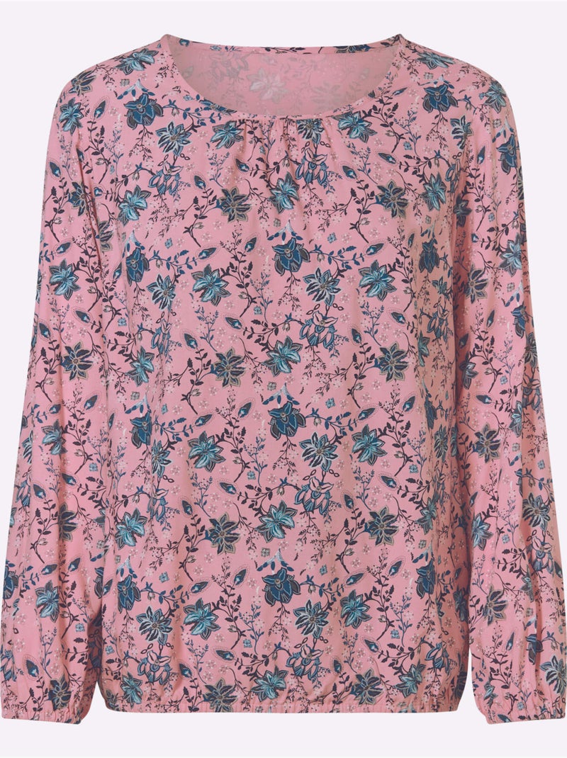 Chemisier Fronce Légère à L'encolure - Taille Standard - Moda Vilona Bleu Rose Bleu - Kiabi