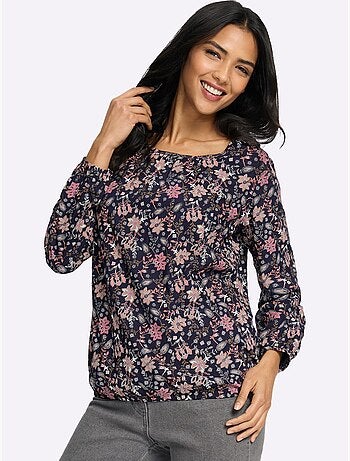 Chemisier Fronce Légère à L'encolure - Taille Standard - Moda Vilona