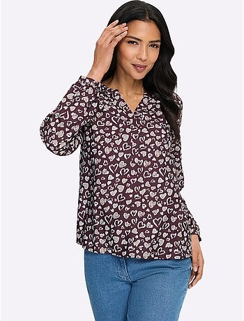 Chemisier fronce légère à l'encolure - taille standard - moda vilona
