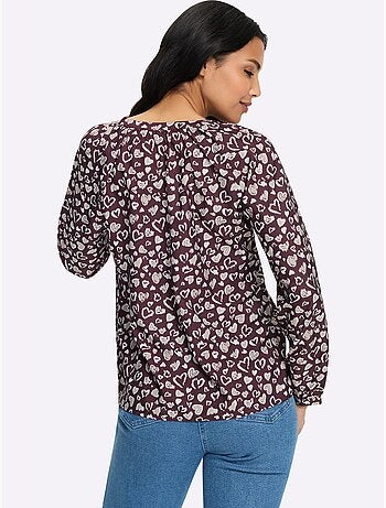 Chemisier fronce légère à l'encolure - taille standard - moda vilona