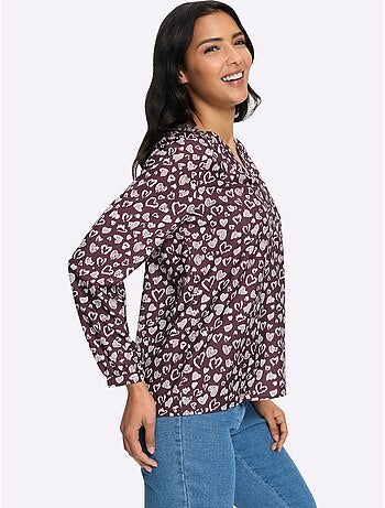 Chemisier fronce légère à l'encolure - taille standard - moda vilona