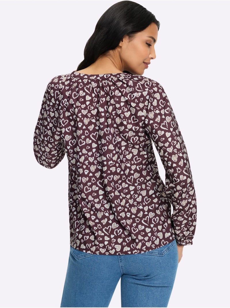 Chemisier fronce légère à l'encolure - taille standard - moda vilona Bordeaux - Kiabi