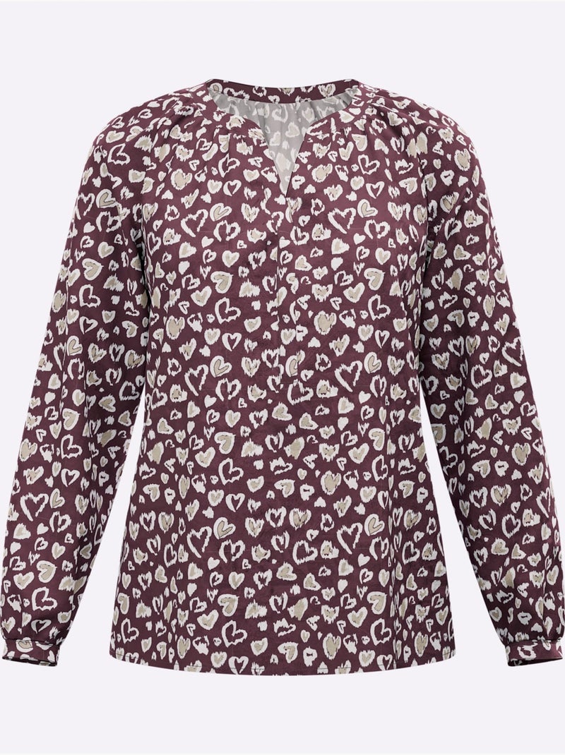 Chemisier fronce légère à l'encolure - taille standard - moda vilona Bordeaux - Kiabi
