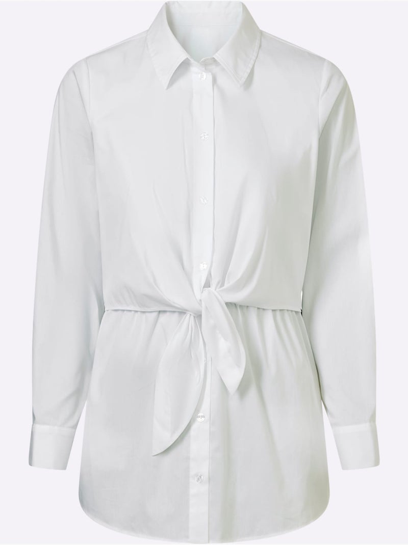 Chemisier Fronces à La Taille, Effet Noué - Taille Standard - Helline Blanc - Kiabi