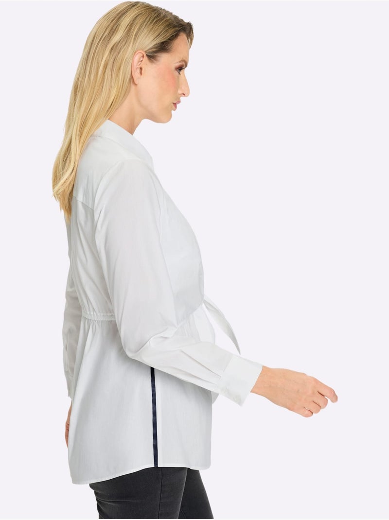 Chemisier Fronces à La Taille, Effet Noué - Taille Standard - Helline Blanc - Kiabi