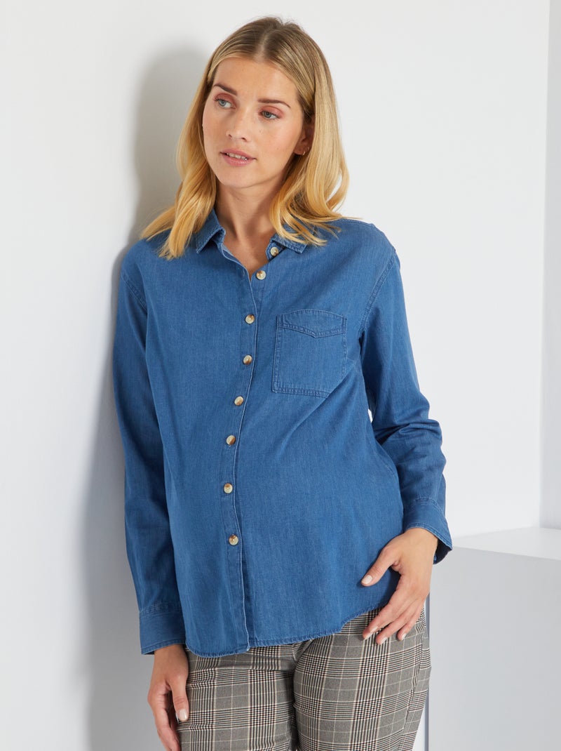 Chemisier grossesse en denim Bleu clair - Kiabi