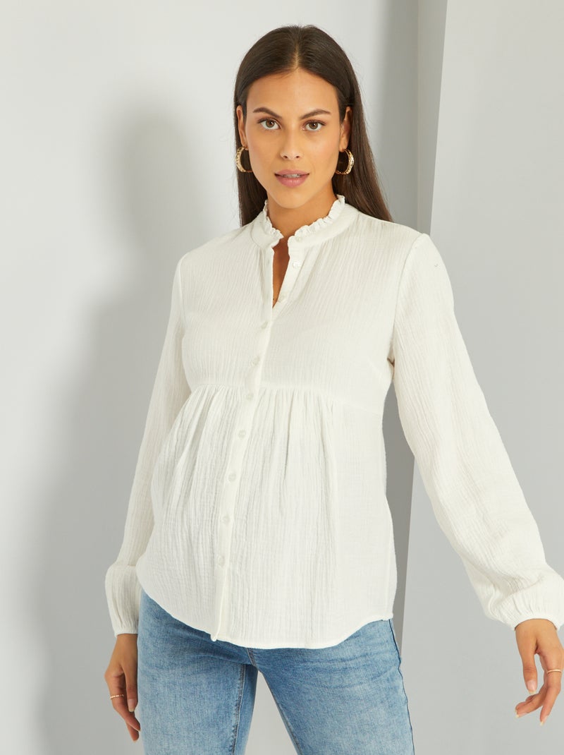 Chemisier grossesse en gaze de coton blanc - Kiabi
