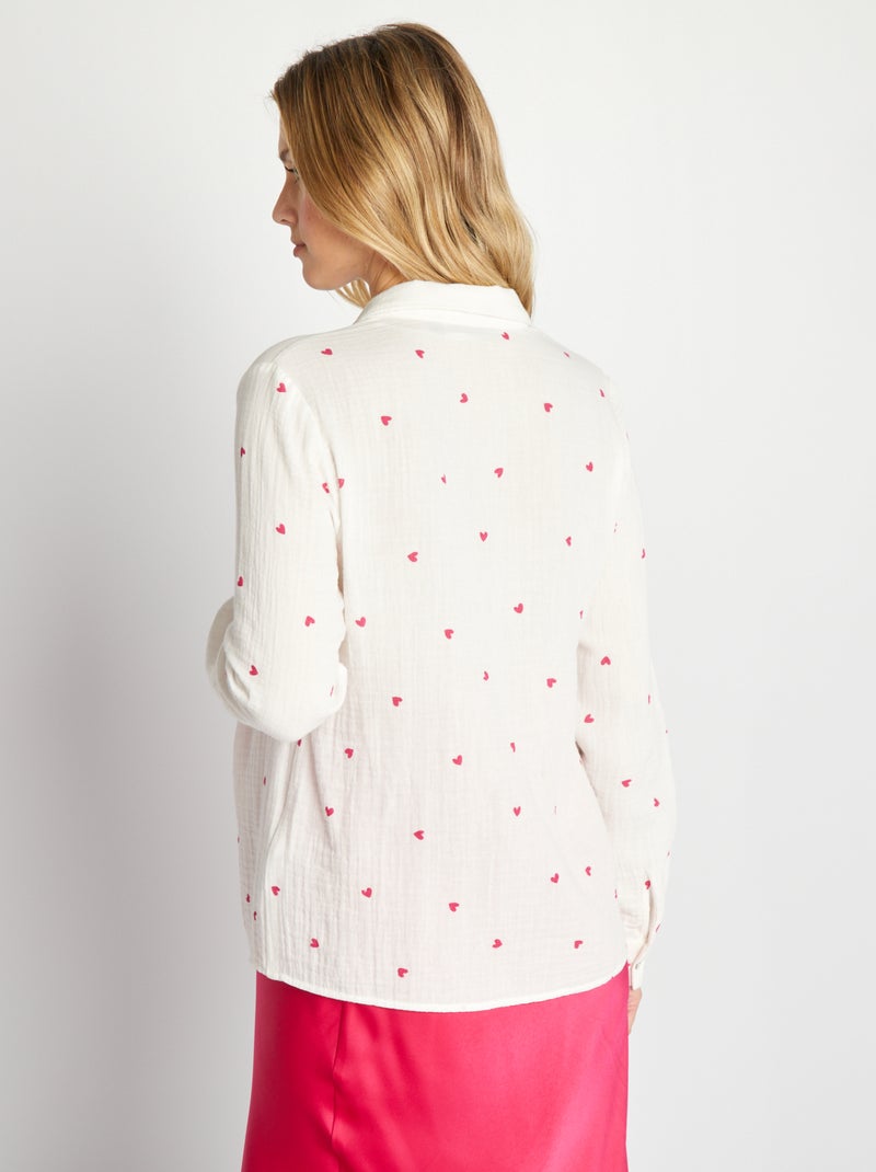 Chemisier Femme Cœur Croisé JENNIFER - Taille 36 Noir/Blanc - Coton - Occasion Très Bon état