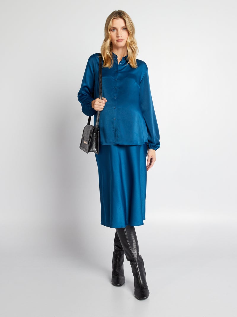 Chemisier grossesse en satin Bleu marine - Kiabi