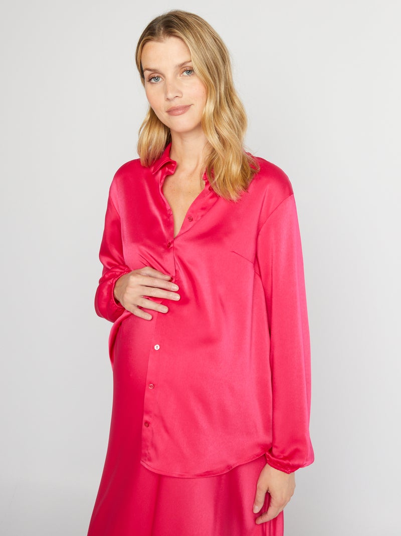 Chemisier grossesse en satin Rose fuchsia - Kiabi