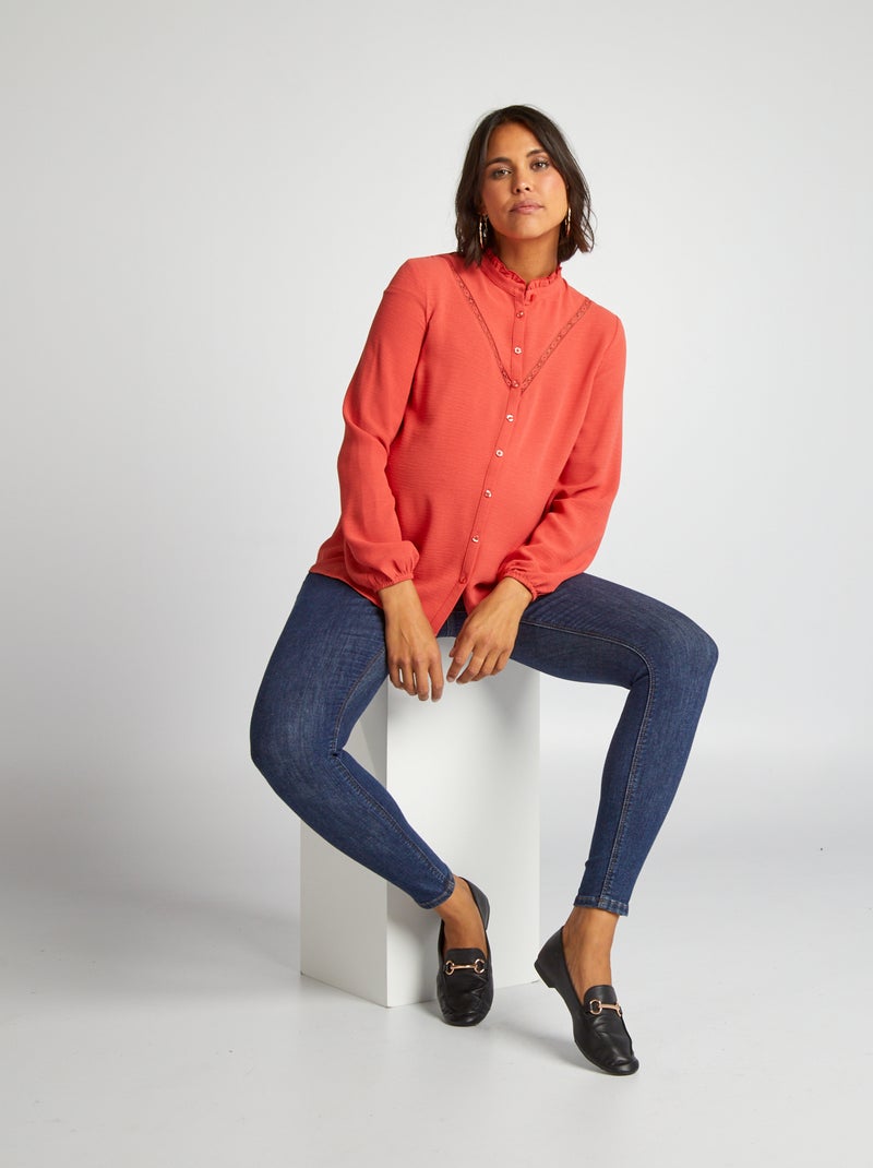 Chemisier grossesse maille ajourée Rouge - Kiabi