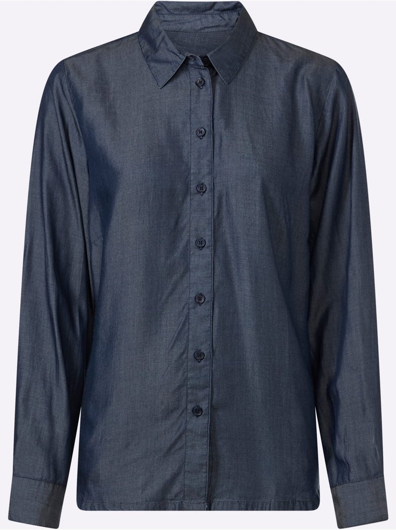 Chemisier Imitation Jean - Taille Standard - Helline Bleu foncé - Kiabi