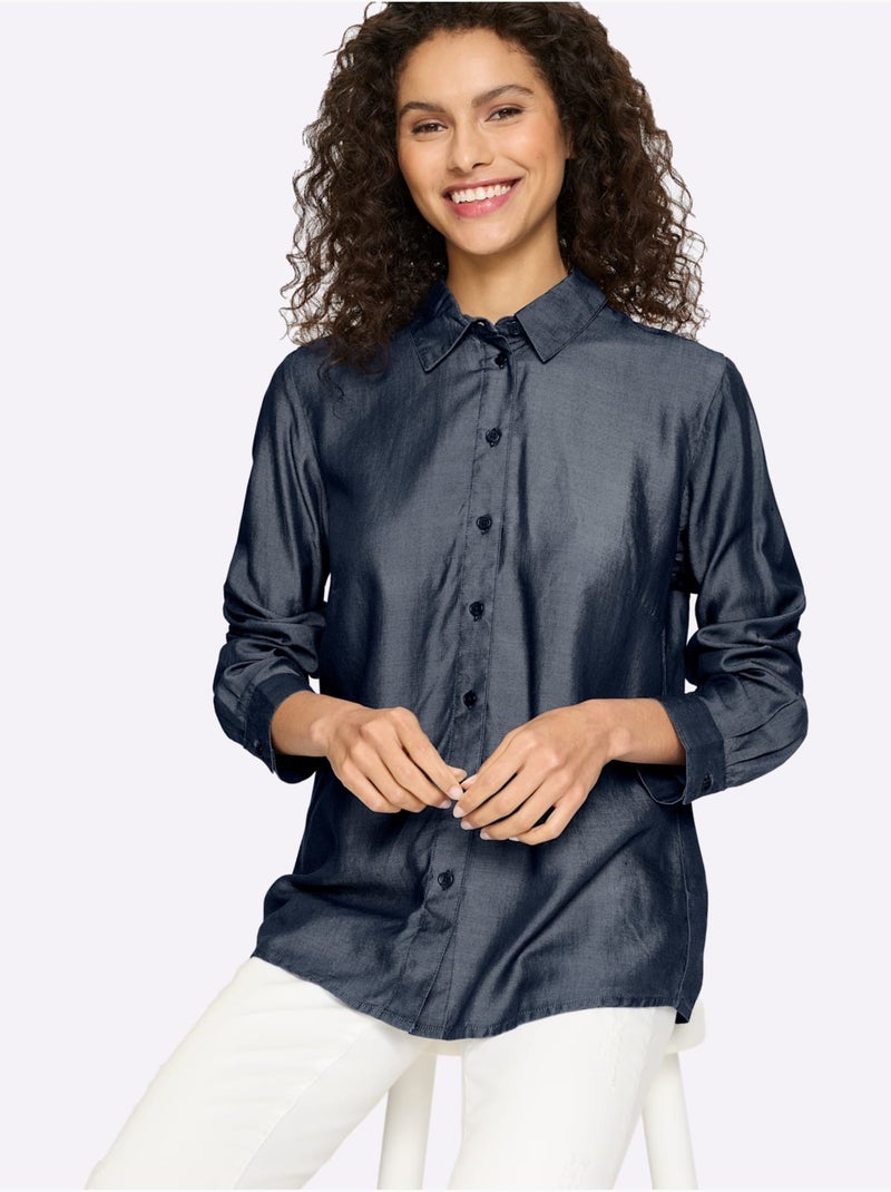 Chemisier Imitation Jean - Taille Standard - Helline Bleu foncé - Kiabi