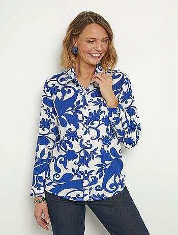 Chemisier imprimé bucolique manches longues