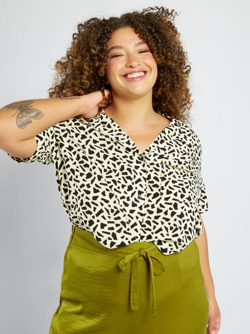 Chemisier imprimé col tailleur Blanc - Kiabi