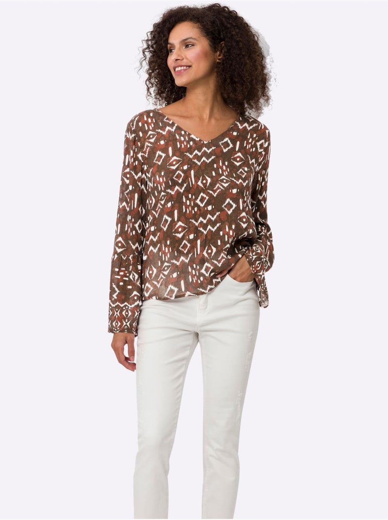 Chemisier Imprimé Ethnique Mode - Taille Standard - helline Rouge - Kiabi