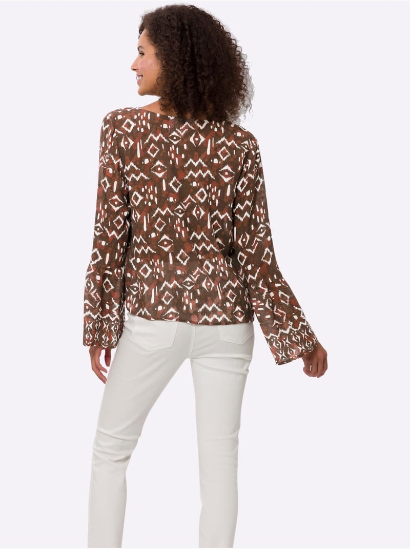 Chemisier Imprimé Ethnique Mode - Taille Standard - helline Rouge - Kiabi