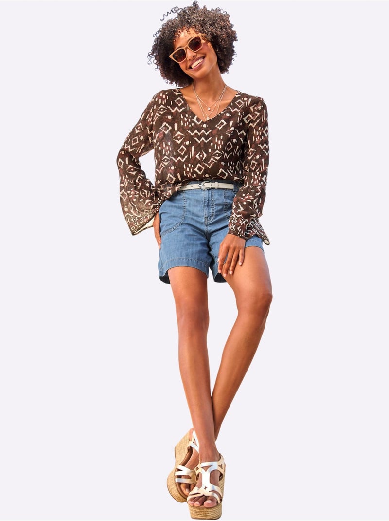 Chemisier Imprimé Ethnique Mode - Taille Standard - helline Rouge - Kiabi