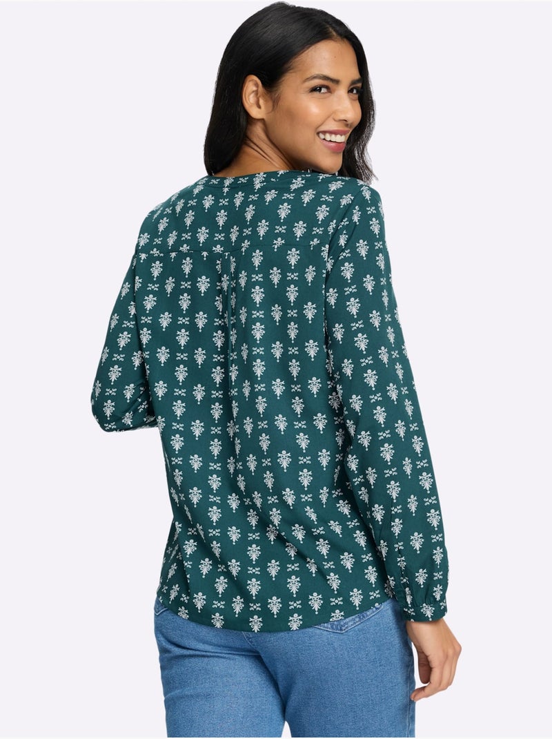 Chemisier imprimé ethnique mode - taille standard - moda vilona Bleu pétrole - Kiabi
