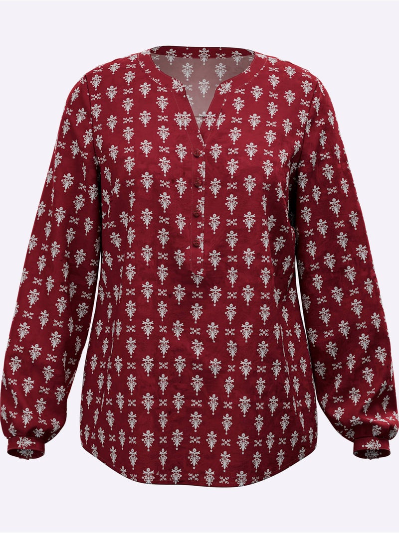 Chemisier imprimé ethnique mode - taille standard - moda vilona Noir Rouge Blanc - Kiabi