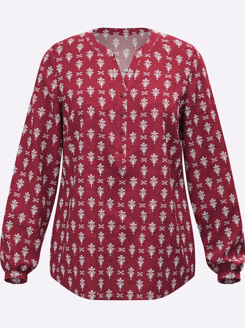 Chemisier imprimé ethnique mode - taille standard - moda vilona Noir Rouge Blanc - Kiabi
